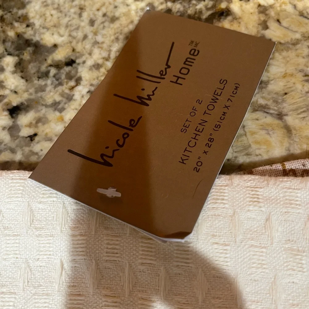 Nicole Miller home embroidered kitchen towel set - luxury details pumpkin - NEW!